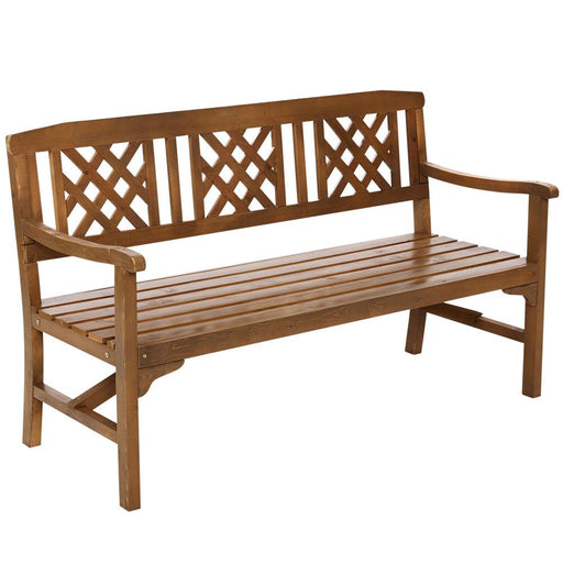 Bostin Life Wooden Garden Bench 3 Seat Patio Furniture Timber Outdoor Lounge Chair Natural >