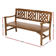 Bostin Life Wooden Garden Bench 3 Seat Patio Furniture Timber Outdoor Lounge Chair Natural >