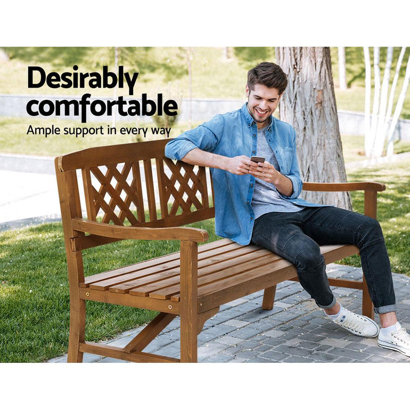 Bostin Life Wooden Garden Bench 3 Seat Patio Furniture Timber Outdoor Lounge Chair Natural >
