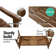 Bostin Life Wooden Garden Bench 3 Seat Patio Furniture Timber Outdoor Lounge Chair Natural >