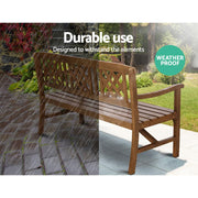 Bostin Life Wooden Garden Bench 3 Seat Patio Furniture Timber Outdoor Lounge Chair Natural >