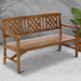 Bostin Life Wooden Garden Bench 3 Seat Patio Furniture Timber Outdoor Lounge Chair Natural >