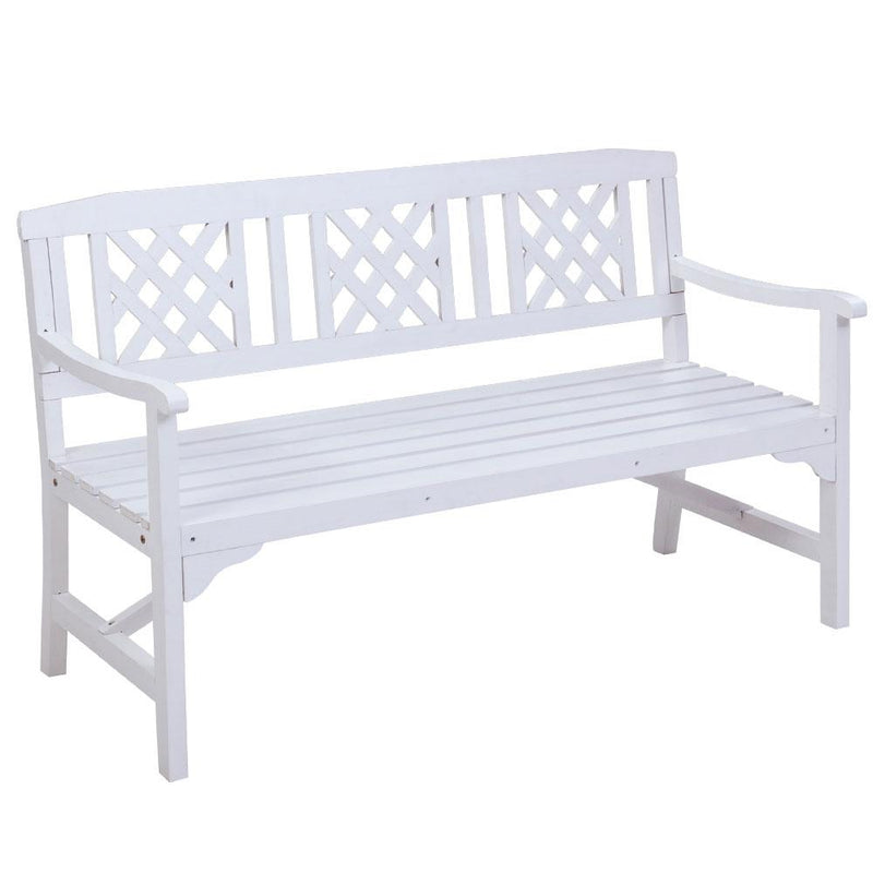 Bostin Life Garden Bench 3 Seat Patio Furniture Timber Outdoor Lounge Chair White Dropshipzone