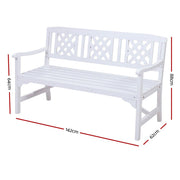Bostin Life Garden Bench 3 Seat Patio Furniture Timber Outdoor Lounge Chair White Dropshipzone