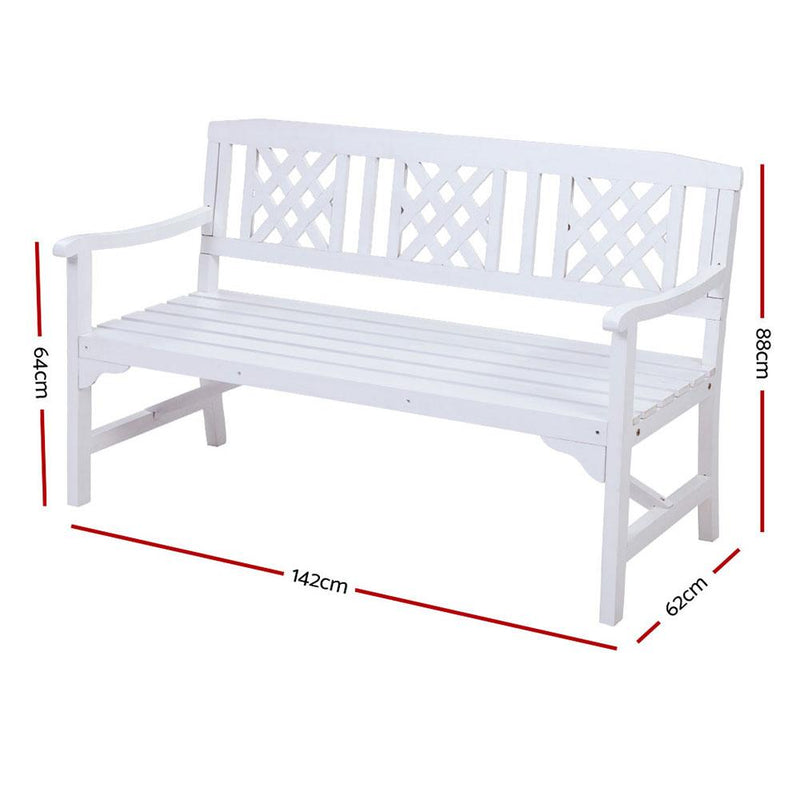 Bostin Life Garden Bench 3 Seat Patio Furniture Timber Outdoor Lounge Chair White Dropshipzone