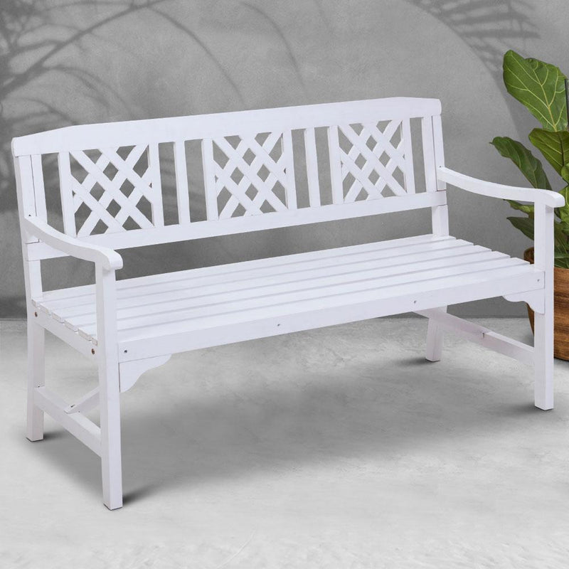 Bostin Life Garden Bench 3 Seat Patio Furniture Timber Outdoor Lounge Chair White Dropshipzone