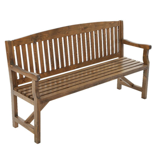 Gardeon Wooden Garden Bench Chair Natural Outdoor Furniture Décor Patio Deck 3 Seater >