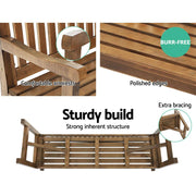 Gardeon Wooden Garden Bench Chair Natural Outdoor Furniture Décor Patio Deck 3 Seater >
