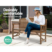 Gardeon Wooden Garden Bench Chair Natural Outdoor Furniture Décor Patio Deck 3 Seater >
