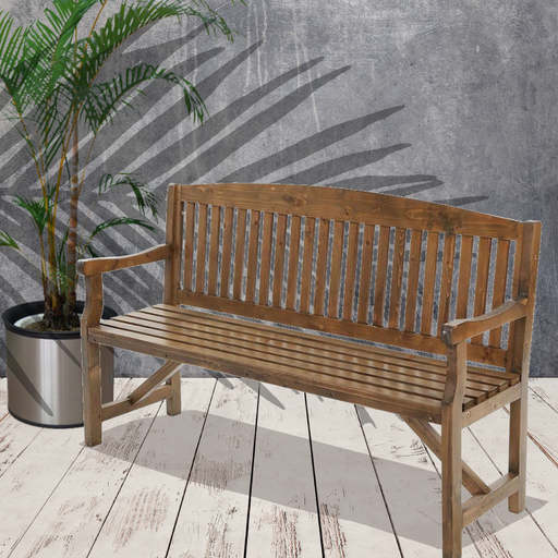 Bostin Life Wooden Outdoor 3 Seat Garden Bench - Natural Wood Furniture >