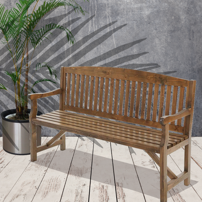 Bostin Life Wooden Outdoor 3 Seat Garden Bench - Natural Wood Furniture >