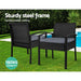 Bostin Life Outdoor Furniture Dining Chairs Wicker Garden Patio Cushion Black 3Pcs Sofa Set Tea