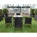 Outdoor Dining Set Patio Furniture Wicker Chairs Table Black 5Pcs >