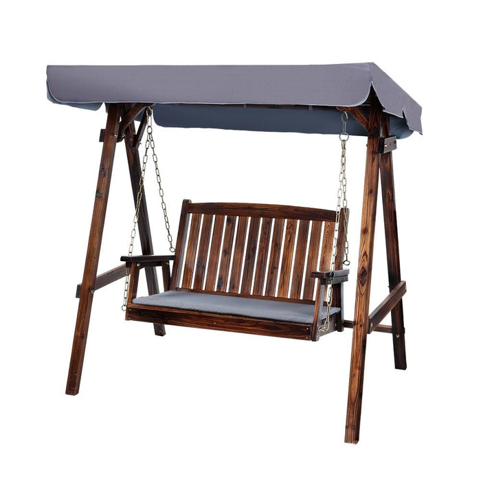 Bostin Life Outdoor Swing Chair Gardeon 2 Seater Garden Hanging Wooden Bench Furniture With Canopy