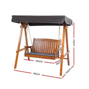 Bostin Life Swing Chair Wooden Garden Bench Canopy 2 Seater Outdoor Furniture Dropshipzone