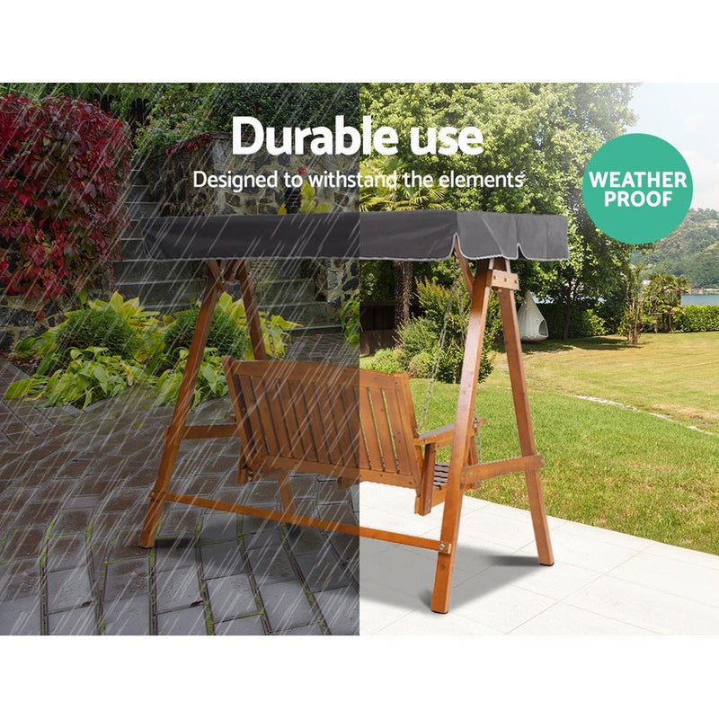 Bostin Life Swing Chair Wooden Garden Bench Canopy 2 Seater Outdoor Furniture Dropshipzone