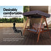 Gardeon Wooden Swing Chair Garden Bench Canopy 3 Seater Outdoor Furniture >