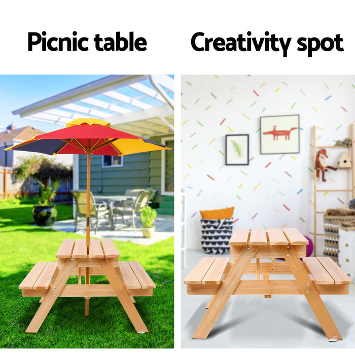 Bostin Life Keezi Kids Wooden Picnic Table Set With Umbrella Baby & > Furniture
