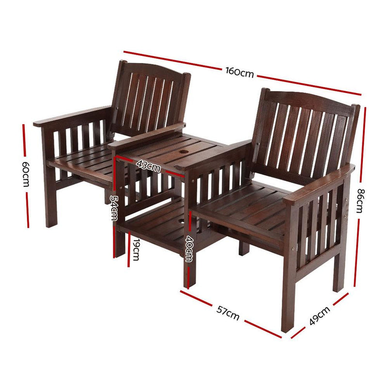 Bostin Life Gardeon Garden Bench Chair Table Loveseat Wooden Outdoor Furniture Patio Park Charcoal