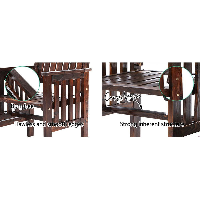 Bostin Life Gardeon Garden Bench Chair Table Loveseat Wooden Outdoor Furniture Patio Park Charcoal