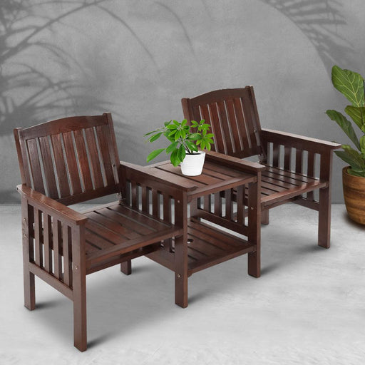 Bostin Life Gardeon Garden Bench Chair Table Loveseat Wooden Outdoor Furniture Patio Park Charcoal