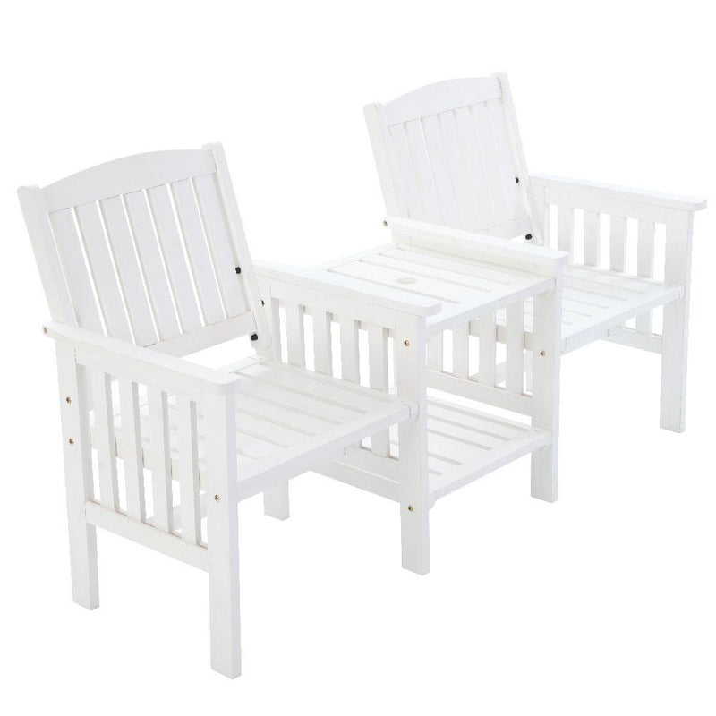 Bostin Life Gardeon Garden Bench Chair Table Loveseat Wooden Outdoor Furniture Patio Park White >