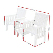 Bostin Life Gardeon Garden Bench Chair Table Loveseat Wooden Outdoor Furniture Patio Park White >