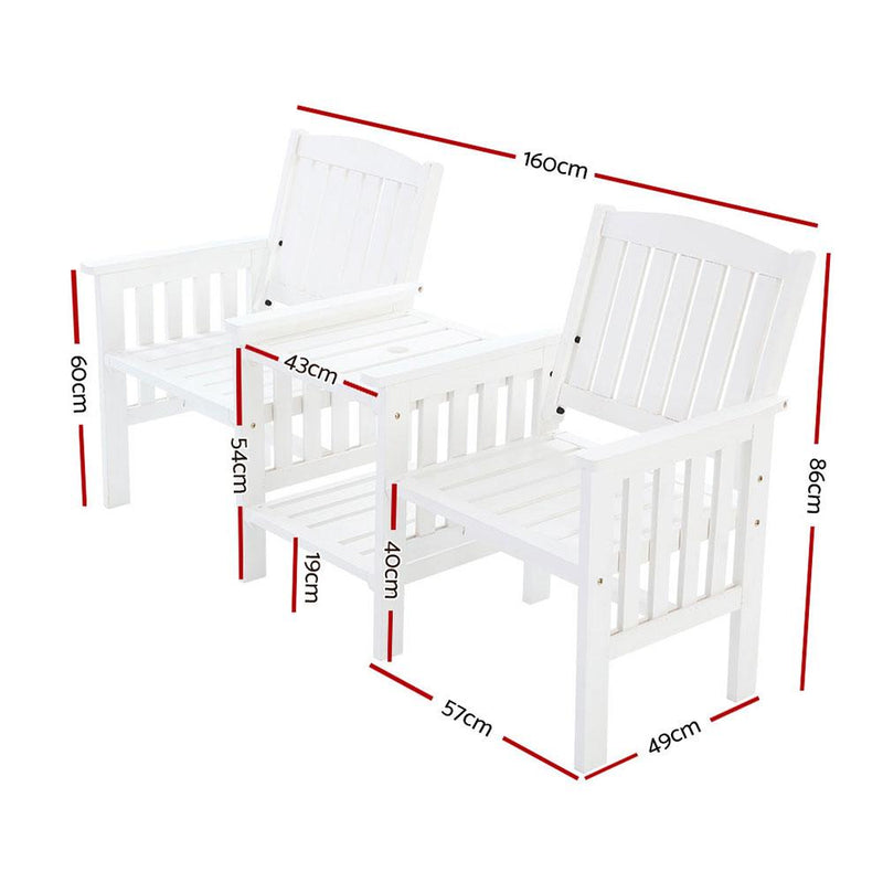 Bostin Life Gardeon Garden Bench Chair Table Loveseat Wooden Outdoor Furniture Patio Park White >