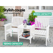 Bostin Life Gardeon Garden Bench Chair Table Loveseat Wooden Outdoor Furniture Patio Park White >