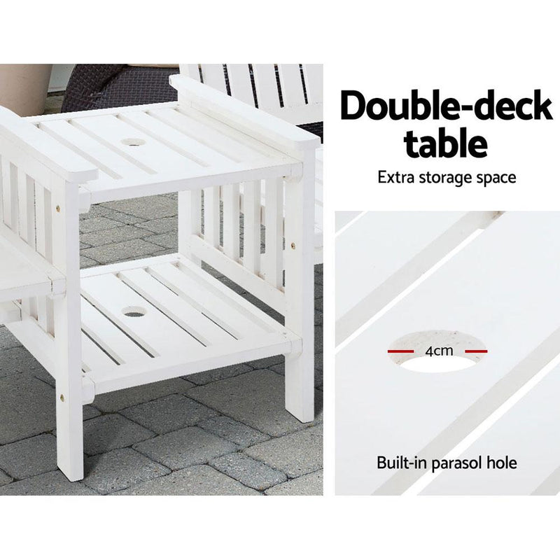 Bostin Life Gardeon Garden Bench Chair Table Loveseat Wooden Outdoor Furniture Patio Park White >