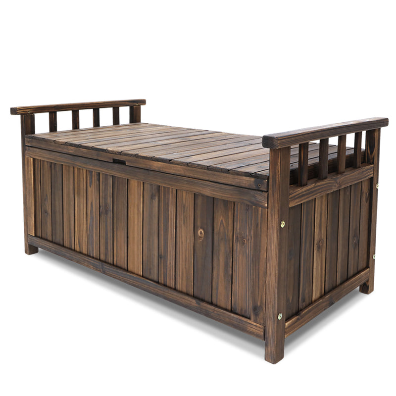 Outdoor Wooden 160L Garden Tools Storage Box Bench Charcoal
