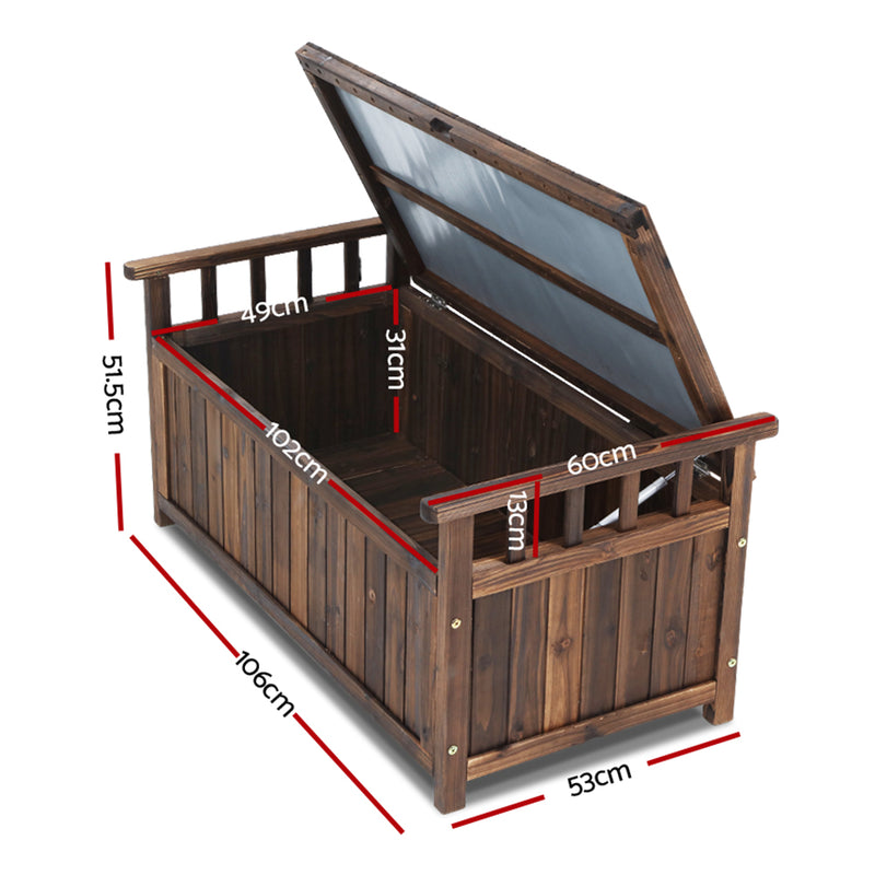 Outdoor Wooden 160L Garden Tools Storage Box Bench Charcoal