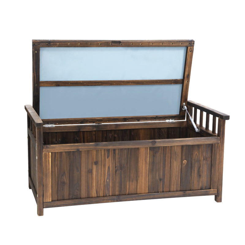 Outdoor Wooden 160L Garden Tools Storage Box Bench Charcoal