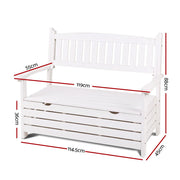 Bostin Life Gardeon Outdoor Storage Bench Box Wooden Garden Chair 2 Seat Timber Furniture White >