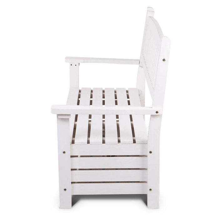Bostin Life Gardeon Outdoor Storage Bench Box Wooden Garden Chair 2 Seat Timber Furniture White >