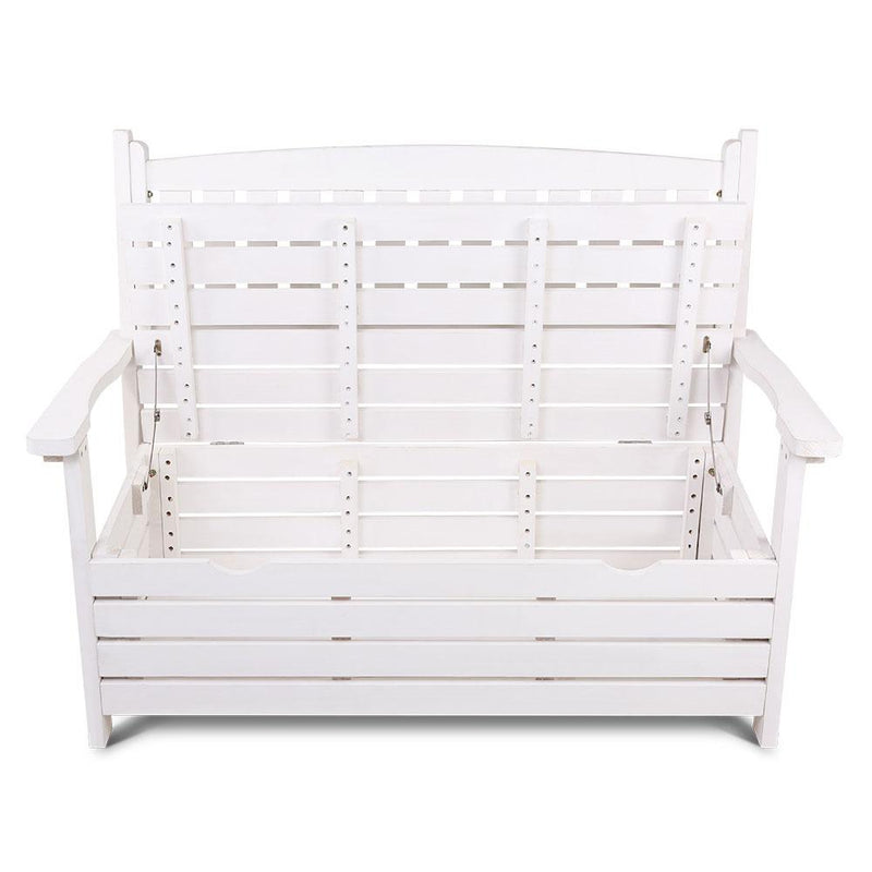 Bostin Life Gardeon Outdoor Storage Bench Box Wooden Garden Chair 2 Seat Timber Furniture White >