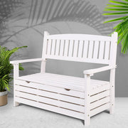 Bostin Life Gardeon Outdoor Storage Bench Box Wooden Garden Chair 2 Seat Timber Furniture White >