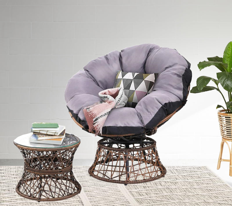 Bostin Life Papasan Chair And Side Table - Brown Furniture > Outdoor