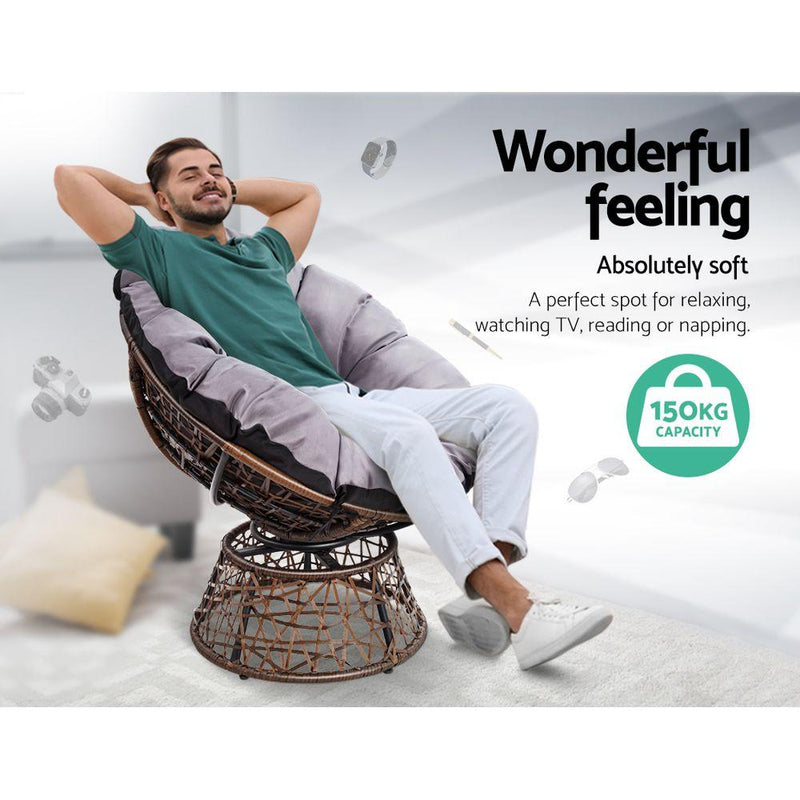 Bostin Life Papasan Chair And Side Table - Brown Furniture > Outdoor