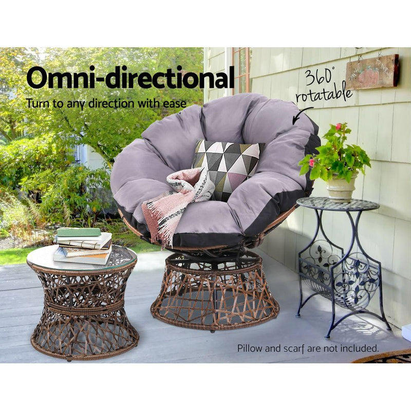 Bostin Life Papasan Chair And Side Table - Brown Furniture > Outdoor