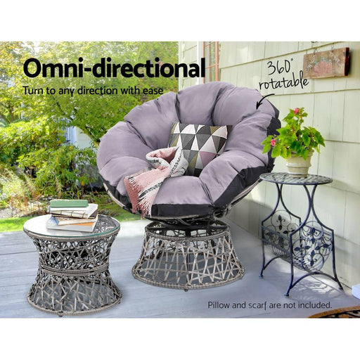 Bostin Life Papasan Chair And Side Table - Grey Furniture > Outdoor
