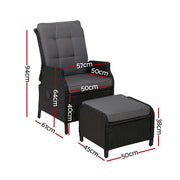 Bostin Life Recliner Chair Sun Lounge Setting Outdoor Furniture Patio Wicker Sofa Dropshipzone