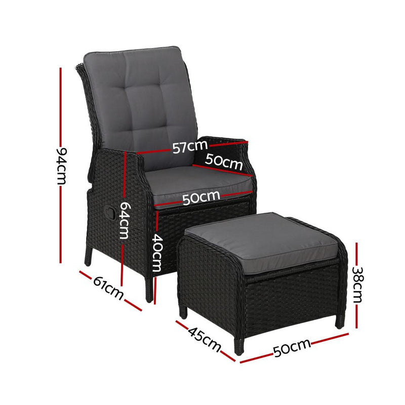 Bostin Life Recliner Chair Sun Lounge Setting Outdoor Furniture Patio Wicker Sofa Dropshipzone