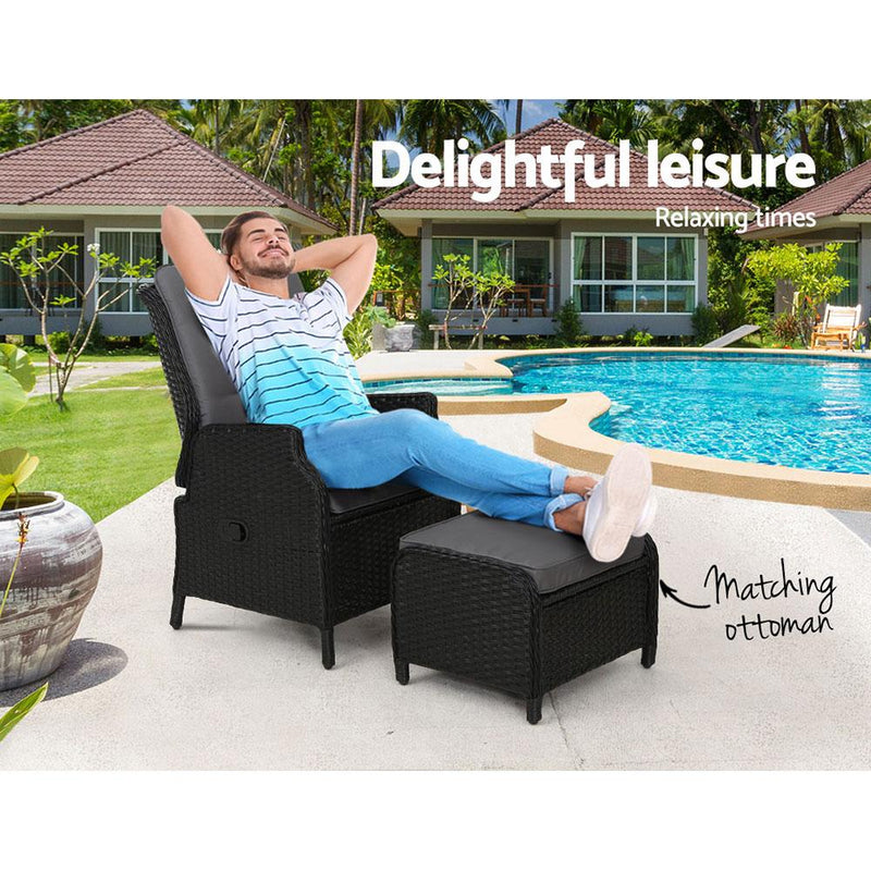 Bostin Life Recliner Chair Sun Lounge Setting Outdoor Furniture Patio Wicker Sofa Dropshipzone