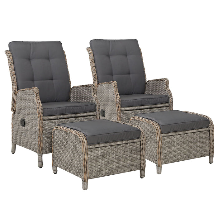 Set of 2 Outdoor Wicker Sun lounge Recliner Chairs