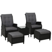 Gardeon Recliner Chairs Sun Lounge Setting Outdoor Furniture Patio Garden Wicker >