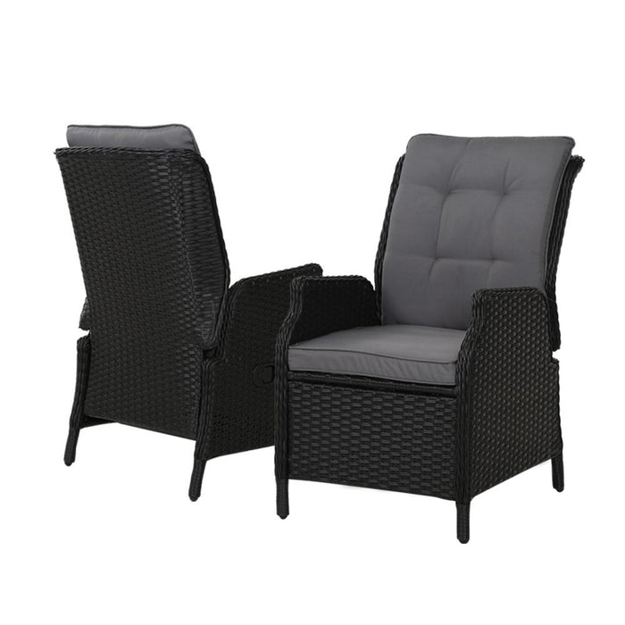 Gardeon Recliner Chairs Sun Lounge Setting Outdoor Furniture Patio Garden Wicker >