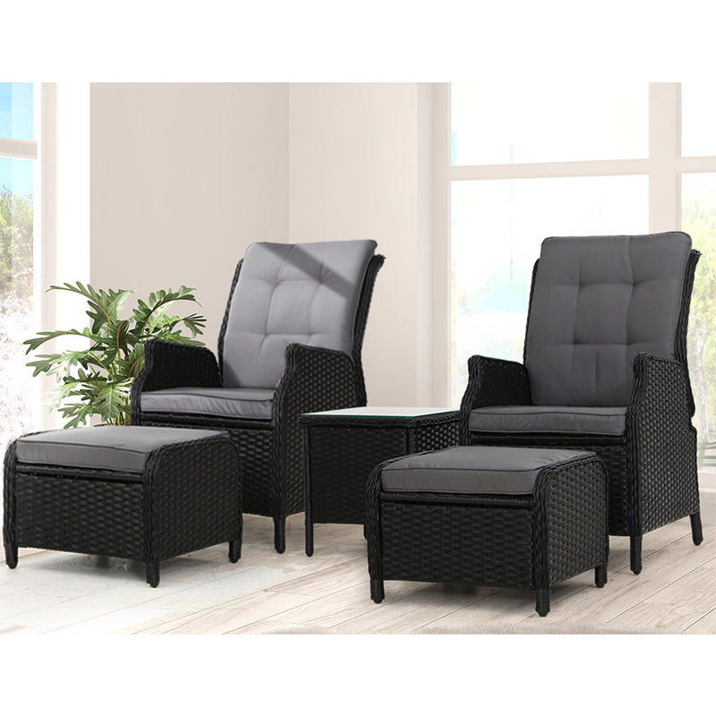 Recliner Chairs Sun lounge Setting Outdoor Furniture Patio Garden Wicker