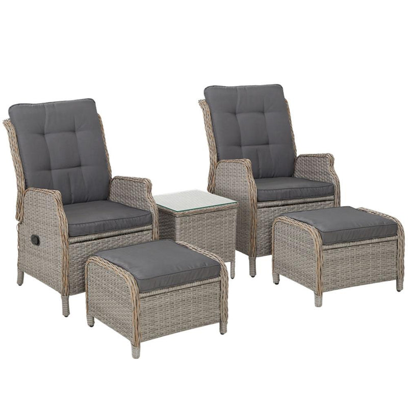 Bostin Life Recliner Chairs Sun Lounge Outdoor Setting Patio Furniture Garden Wicker Dropshipzone