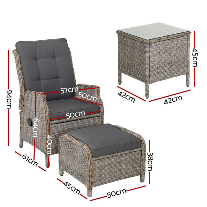 Bostin Life Recliner Chairs Sun Lounge Outdoor Setting Patio Furniture Garden Wicker Dropshipzone